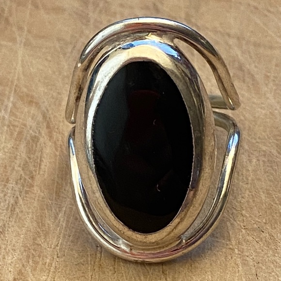 Vintage black 925 sterling silver ring from Mexico - Picture 4 of 8